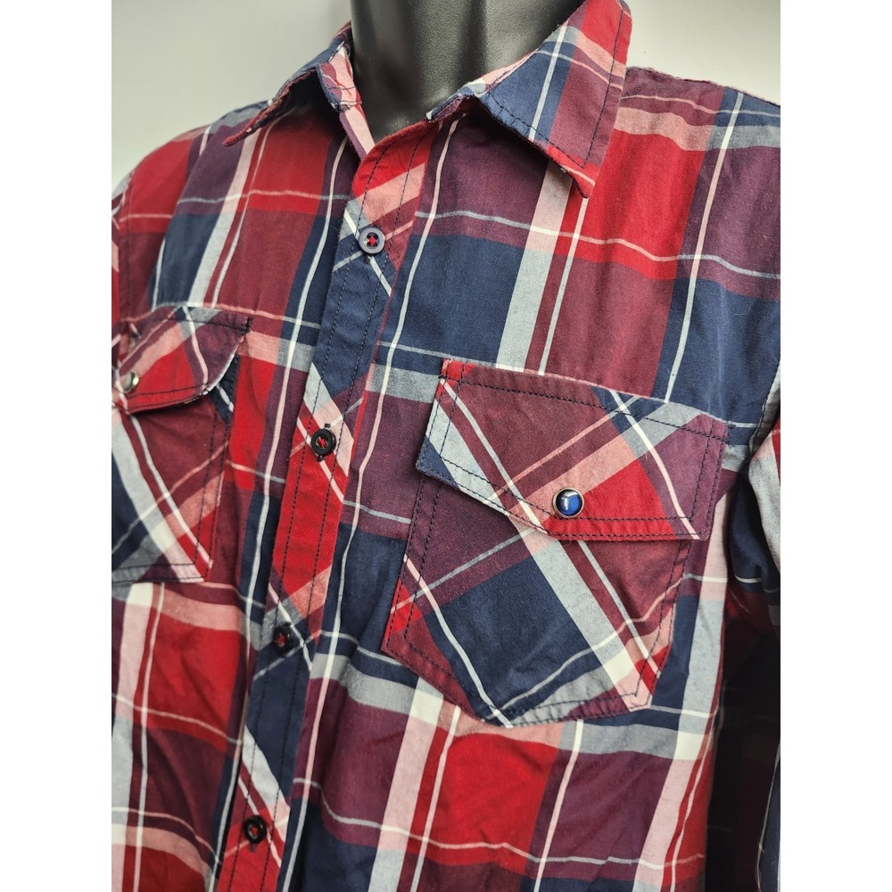 Eighty Eight Platinum Shirt  Long Sleeve Plaid Outdoors Work Red Blue White M